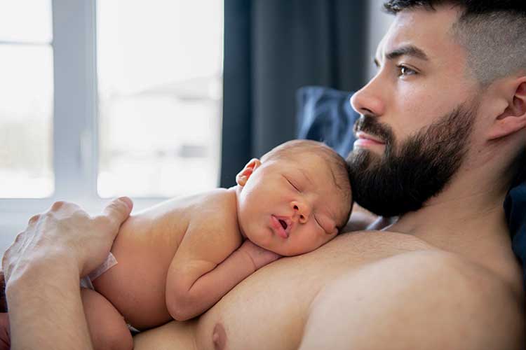 skin-to-skin care father with baby
