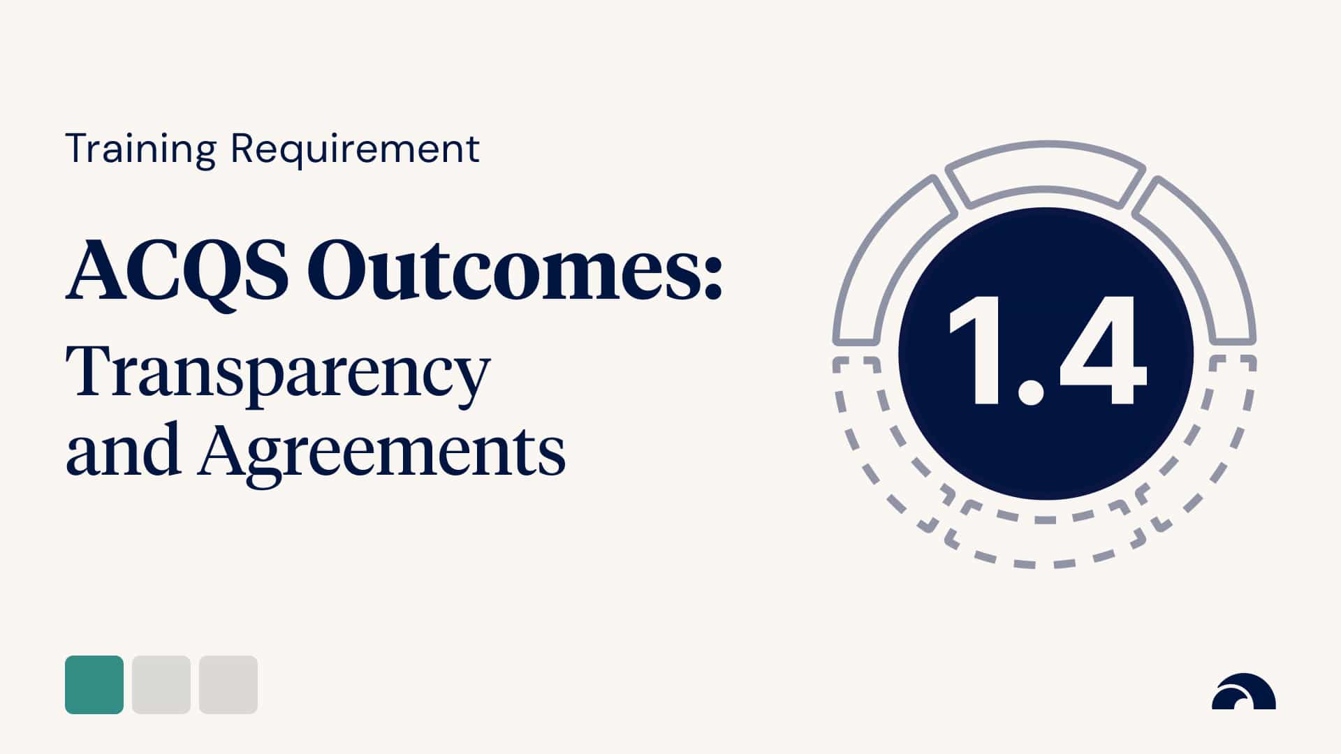 Training Requirement: Outcome 1.4, Transparency and Agreements