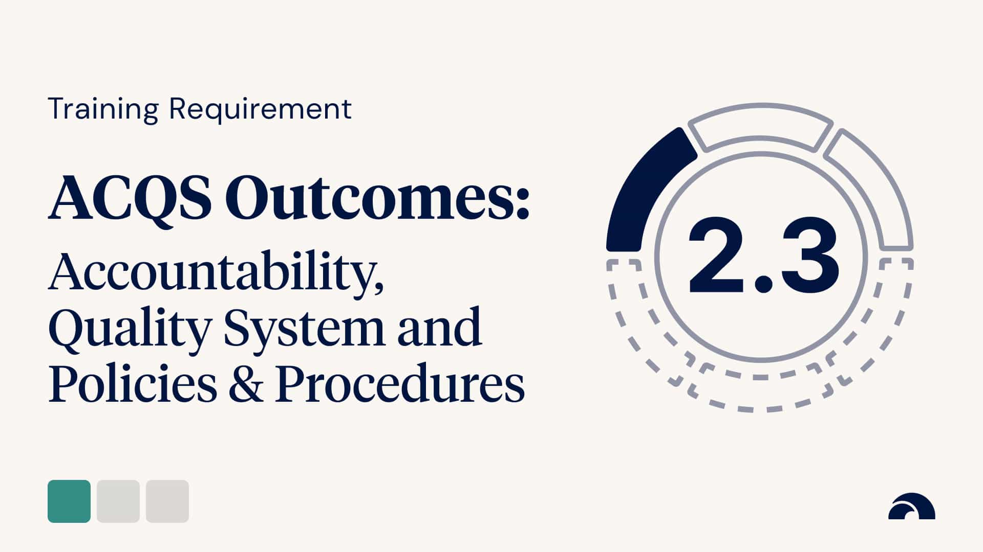 Training Requirement: Outcome 2.3, Accountability, Quality System and Policies and Procedures