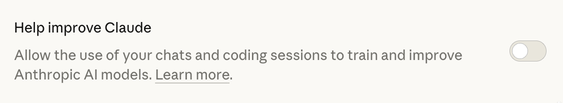 Claude Training Data Screenshot