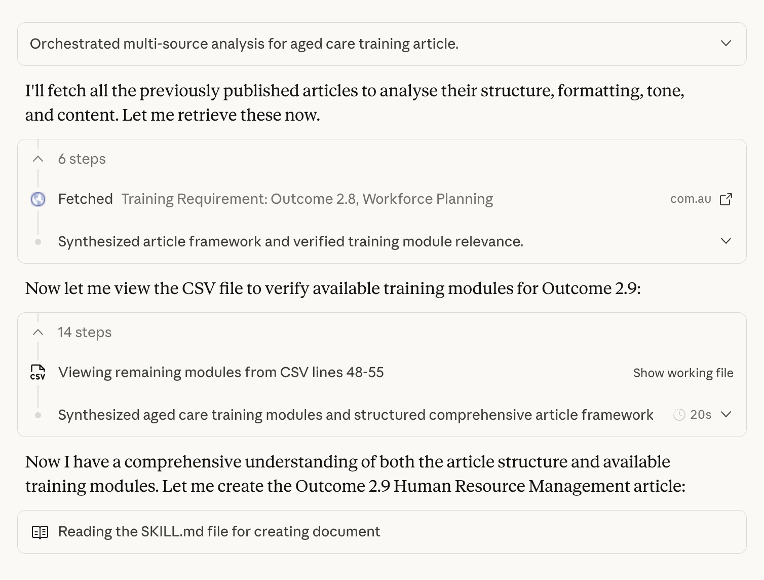 Claude Working on Prompt Screenshot