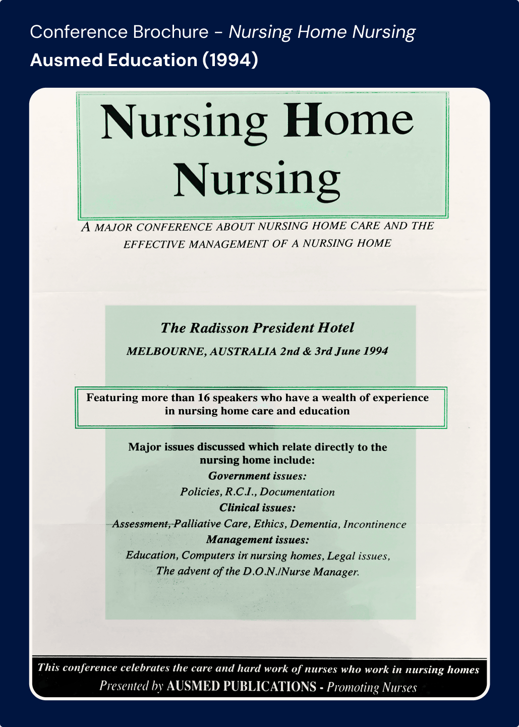 QNursing Home Nurses 1994 Conference Brochure